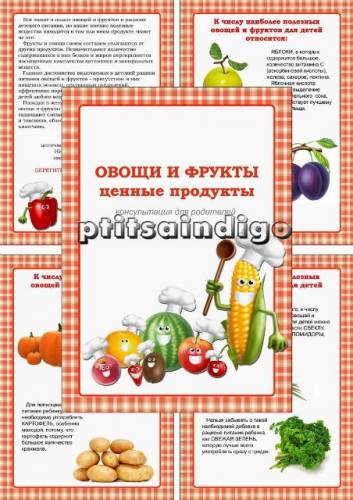 Папка-передвижка "Овощи и фрукты - ценные продукты"